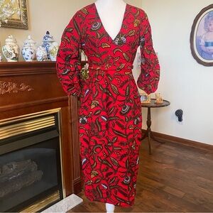 ÓFUURÉ African Print Midi Dress – Size M – Fully Lined – Tribal Ankara Pattern